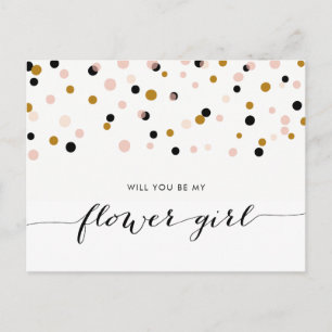 Invitation Carte Postale Confetti Rose Moderne Serez-Vous Ma Fille Fleur