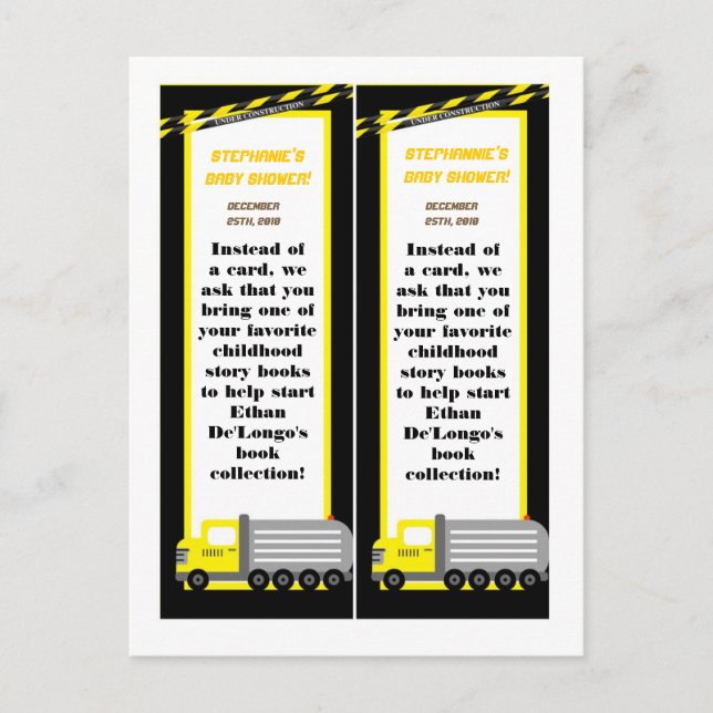 Invitation Carte Postale Construction de 2 Marques de livres (Devant)