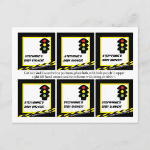 Invitation Carte Postale Construction de 6 étiquettes de faveur