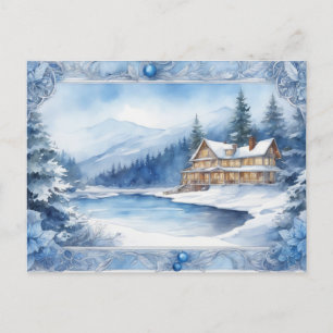 Invitation Carte Postale Conte d'hiver bleu : Ajoutez vos vœux chaleureux