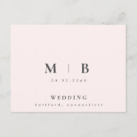 Contemporain Simple Sleek Monogram Blush Mariage