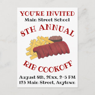 Invitation Carte Postale Cookoff annuel Barbecue Barbecue Barbecue Aliment