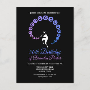Invitation Carte Postale Cool Jazz Trumpet Musicien 50e fête d'anniversaire