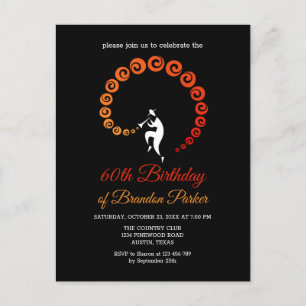 Invitation Carte Postale Cool Jazz Trumpet Musicien 60e fête d'anniversaire