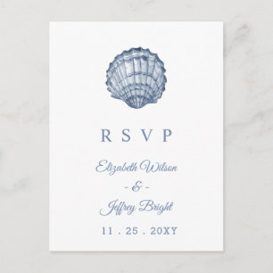 Invitation Carte Postale Coquillages Rustiques Marine Océan Plage Mariage R