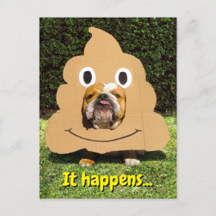 Invitation Carte Postale Costume Emoji de chien en caca