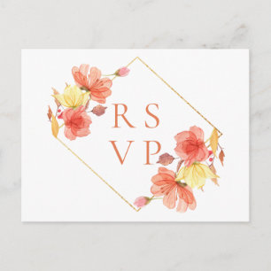 Invitation Carte Postale Coucher de soleil bio mariage floral RSVP demande