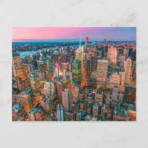 Invitation Carte Postale Coucher de soleil sur la skyline de New York Cré