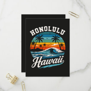 Invitation Carte Postale Coucher de soleil surf Honolulu Hawaï