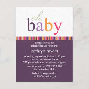 Invitation Carte Postale Couleurs de bonbons violet ・ Baby shower Invitatio