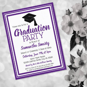 Invitation Carte Postale Couleurs violettes et blanches de l'école Grad Par