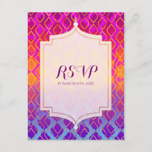 Invitation Carte Postale Couleurs Vives Arabian Marocain Glam Soirée RSVP