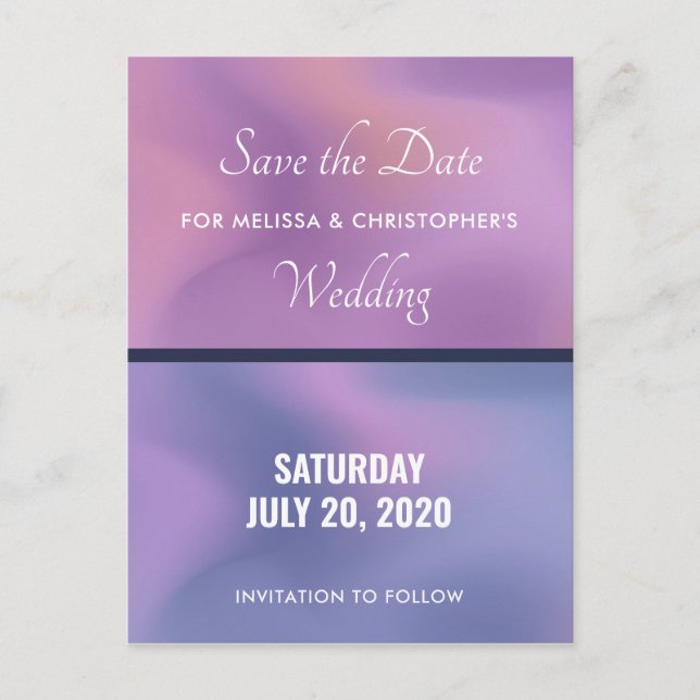 Invitation Carte Postale Couleurs vives violettes et roses modernes Enregis (Devant)