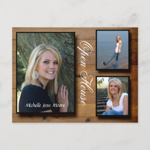 Invitation Carte Postale Country Wood Open House