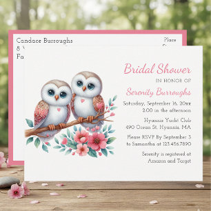 Invitation Carte Postale Couple de hiboux rustique Mariage bohème campagne