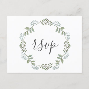 Invitation Carte Postale Couronne botanique de verdure sage mariage RSVP