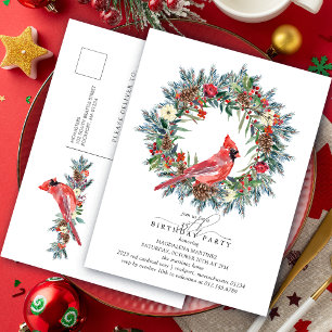 Invitation Carte Postale Couronne de cardinal rouge pour fête d'anniversair