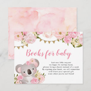Invitation Carte Postale Couronne rose Florale Koala Livres Pour Bébé