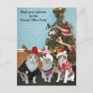 Invitation Carte Postale Coworkers de chat amusant / Parti de bureau