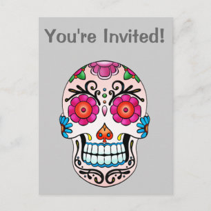 Invitation Carte Postale Crâne de Sucre - Art de Tatouage