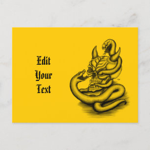 Invitation Carte Postale Crâne - Tête diabolique avec serpent