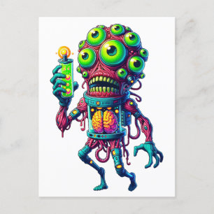 Invitation Carte Postale Création de Monster Alien avec tube électrique
