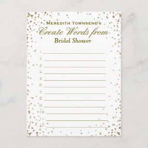 Invitation Carte Postale Créer des mots   Confetti d'or