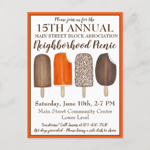 Invitation Carte Postale Crème de glace Social Anniversaire de fête Popsicl