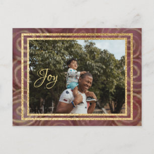 Invitation Carte Postale Crimson de Noël et or