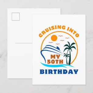 Invitation Carte Postale Croisière pour mon 50e anniversaire en bateau