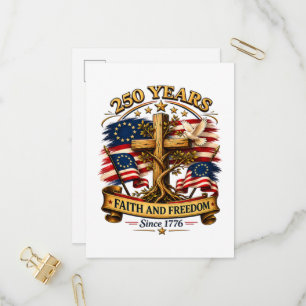 Invitation Carte Postale Croix patriotique Foi et Liberté 250 Ans