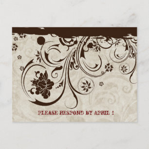 Invitation Carte Postale Cuir usiné par parchemin rustique Brown RSVP