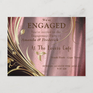 Invitation Carte Postale Cuivre/Brass Satin & Éclat de Fleur Graphique