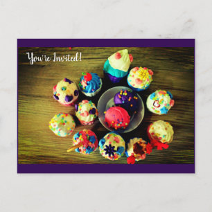 Invitation Carte Postale Cupcakes