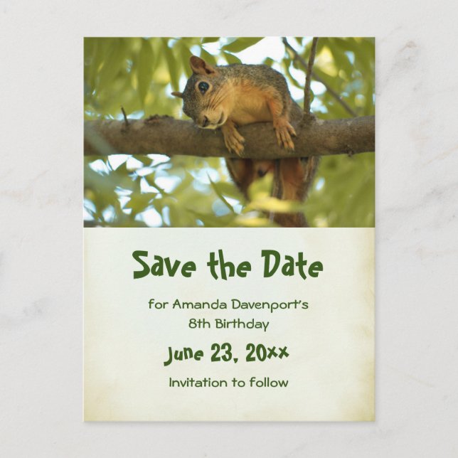 Invitation Carte Postale Cute Curious Squirrel Nature Photo - Save the Date (Devant)