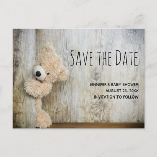 Invitation Carte Postale Cute farci Bear Photo Enregistrer la date