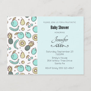 Invitation Carte Postale Cute Fruit Motif Summery Baby shower à thème
