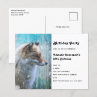 Cute Furry Fox sur Blue Grunge Arrière - plan Anni