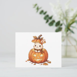 Invitation Carte Postale Cute Halloween Pumpkin Bunny - Lapin de l'automne 