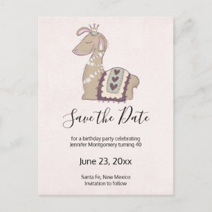 Invitation Carte Postale Cute Llama portant une couronne Enregistrer la dat