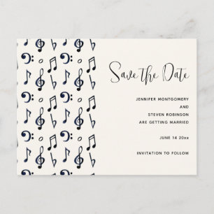 Invitation Carte Postale Cute Musical Notes Motif Enregistrer la date