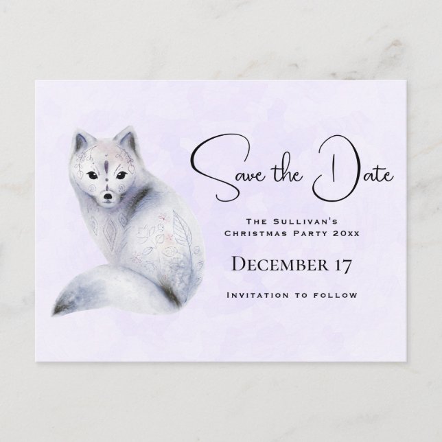 Invitation Carte Postale Cute Nordic Fox avec marques florales Enregistrer  (Devant)