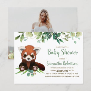 Invitation Carte Postale Cute Ours Vert Baby shower Neutre Photo
