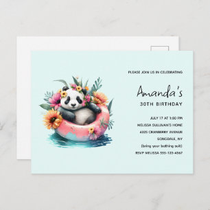 Invitation Carte Postale Cute Panda Chilling dans un Tube intérieur Anniver