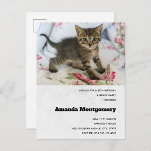 Invitation Carte Postale Cute Tabby Kitten Semblable Anniversaire Surpris