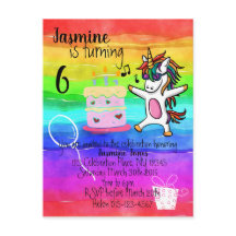 Cute Unicorn Aquarelle Rainbow Anniversaire