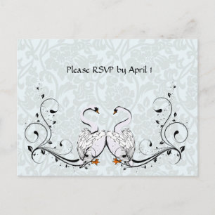 Invitation Carte Postale Cygne blanc RSVP