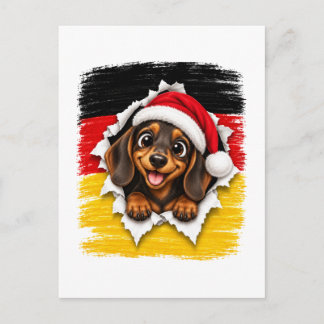 Invitation Carte Postale Dachshund de Noël allemand