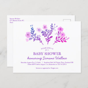 Invitation Carte Postale Dainty Florals Élégant BABY SHOWER CHic PERSONNALI