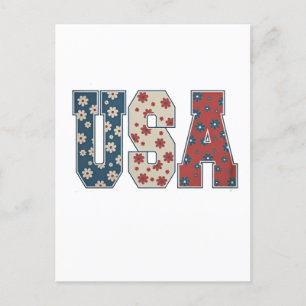 Invitation Carte Postale Daisy Flower USA Drapeau 4 juillet Patriotique